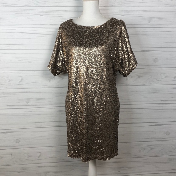 Dresses & Skirts - Muted gold cold shoulder dress Sz 8